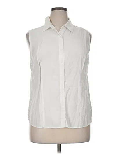 Pre-owned Cj Banks Sleeveless Button Down Shirt In White