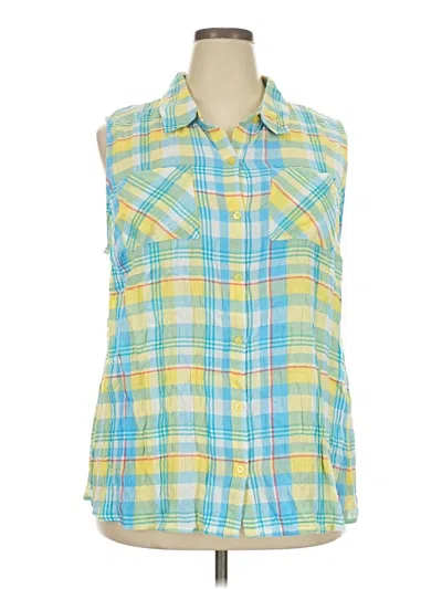 Pre-owned Cj Banks Sleeveless Button Down Shirt In Yellow