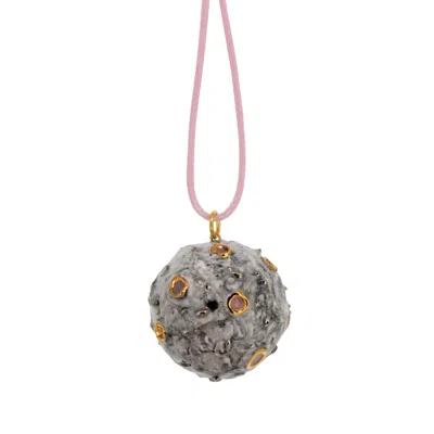 Cj·314 Women's Grey / Pink / Purple Moon Necklace With Pink Lunar Craters In Gray
