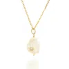 C.j.m Women's Gold Real Pearl & Stone Necklace In Gold