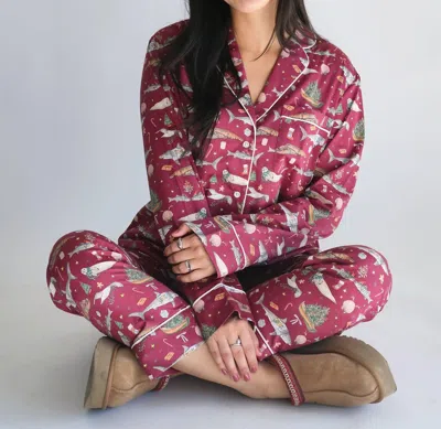 Cjw The Nantucket Winter Dreams Pajamas In Cranberry In Pink