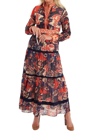 Ck Bradley Annabelle Long Sleeve Dress In Whirlwind Navy In Multi