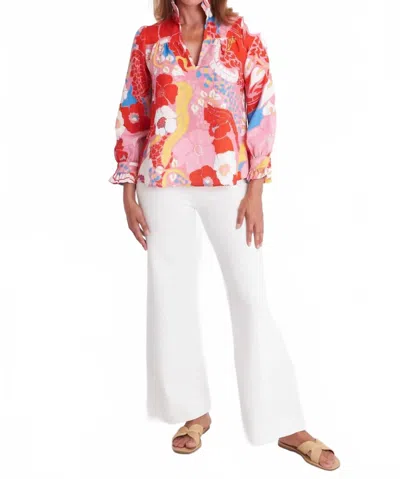 Ck Bradley Aspen Collared Blouse In Narnia Punch In White