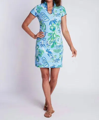 Ck Bradley Aya Linen Dress In Blues In Multi