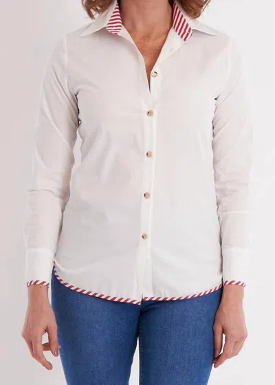 Ck Bradley Bryson Button Down In White/mulberry Stripe In Multi
