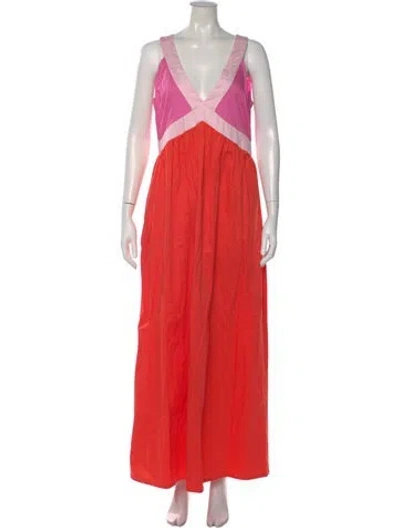 Pre-owned Ck Bradley Colorblock Pattern Long Dress In Orange