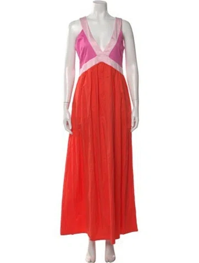 Pre-owned Ck Bradley Colorblock Pattern Long Dress In Orange