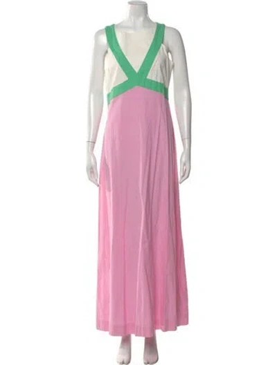 Pre-owned Ck Bradley Colorblock Pattern Long Dress In Pink