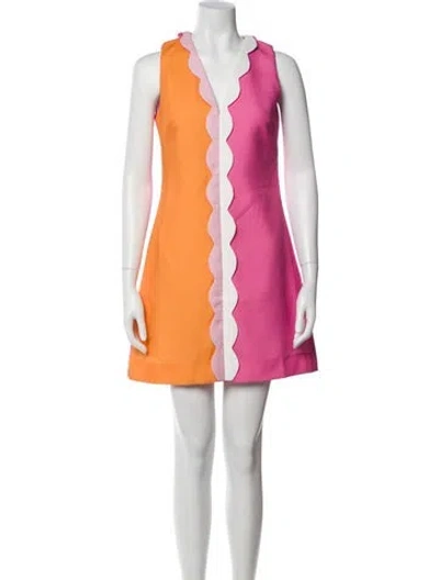 Pre-owned Ck Bradley Colorblock Pattern Mini Dress W/ Tags In Pink