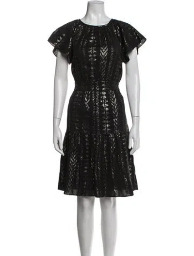 Pre-owned Ck Bradley Crew Neck Knee-length Dress In Black/metallic