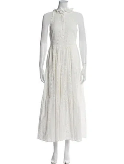 Pre-owned Ck Bradley Crew Neck Long Dress In White