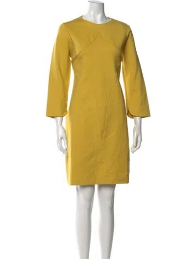 Pre-owned Ck Bradley Crew Neck Mini Dress In Yellow