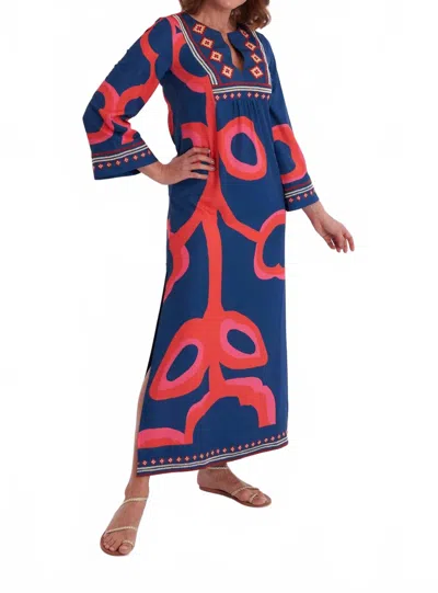 Ck Bradley Crispell Maxi Caftan Dress In Ocean Fire In Blue