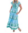 Ck Bradley Doon Maxi Dress In Lime & Blue Tiered In Blue