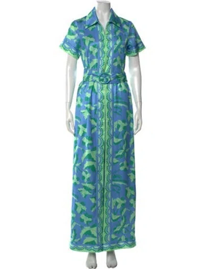 Pre-owned Ck Bradley Floral Print Jumpsuit In Blue/green