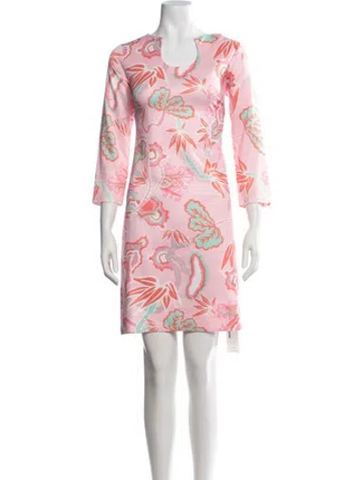 Pre-owned Ck Bradley Floral Print Knee-length Dress In Pink