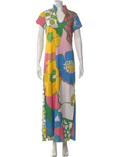 Pre-owned Ck Bradley Floral Print Long Dress In Pink