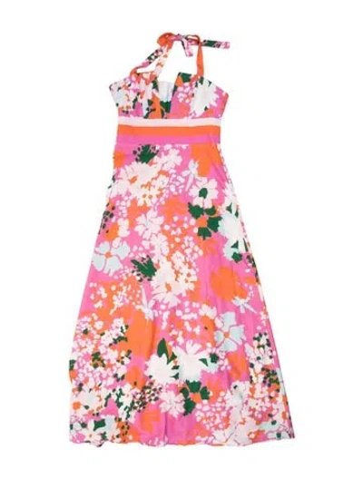 Pre-owned Ck Bradley Floral Print Long Dress In Pink