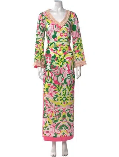 Pre-owned Ck Bradley Floral Print Long Dress In Pink