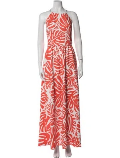 Pre-owned Ck Bradley Floral Print Long Dress W/ Tags In Orange