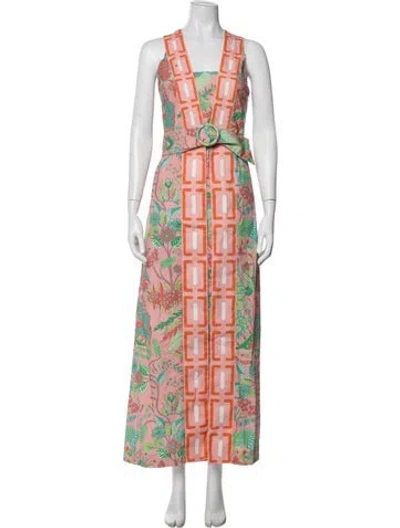 Pre-owned Ck Bradley Floral Print Long Dress W/ Tags In Pink