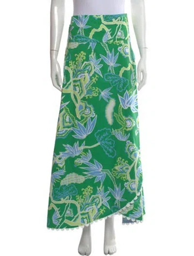 Pre-owned Ck Bradley Floral Print Long Skirt In Green