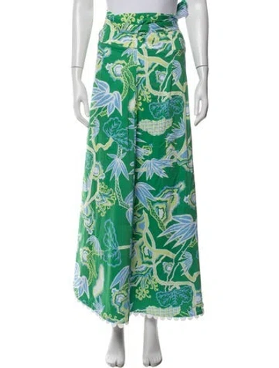 Pre-owned Ck Bradley Floral Print Long Skirt In Green