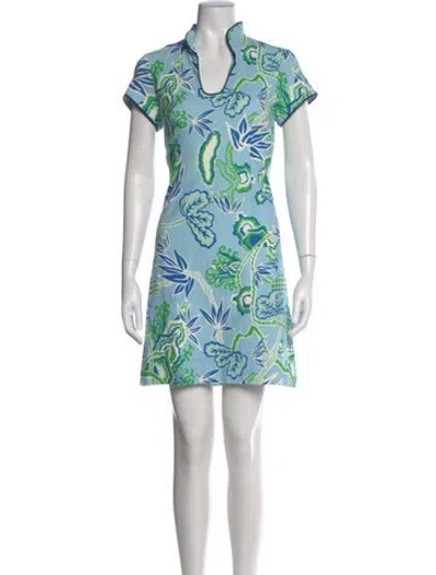 Pre-owned Ck Bradley Floral Print Mini Dress In Blue
