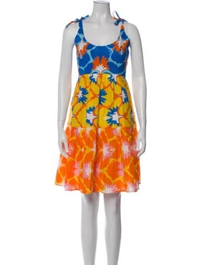 Pre-owned Ck Bradley Floral Print Mini Dress W/ Tags In Orange