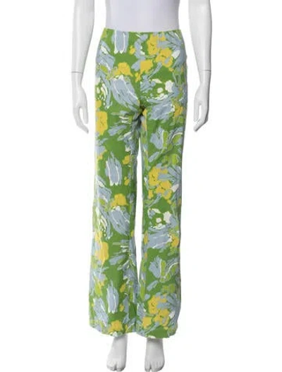 Pre-owned Ck Bradley Floral Print Wide Leg Pants In Green