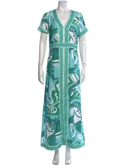Pre-owned Ck Bradley Graphic Print Long Dress In Green