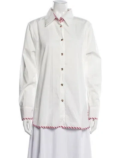 Pre-owned Ck Bradley Long Sleeve Button-up Top In White