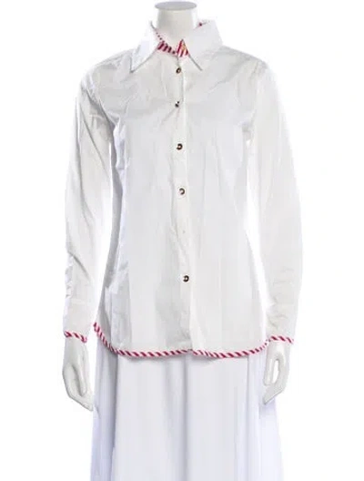Pre-owned Ck Bradley Long Sleeve Button-up Top In White