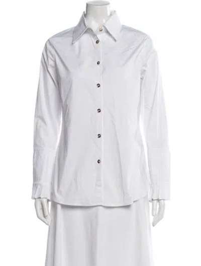 Pre-owned Ck Bradley Long Sleeve Button-up Top In White