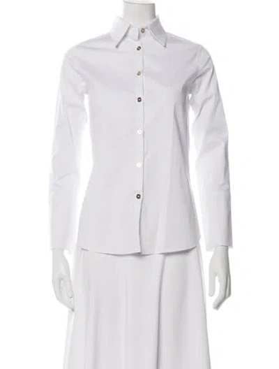 Pre-owned Ck Bradley Long Sleeve Button-up Top In White