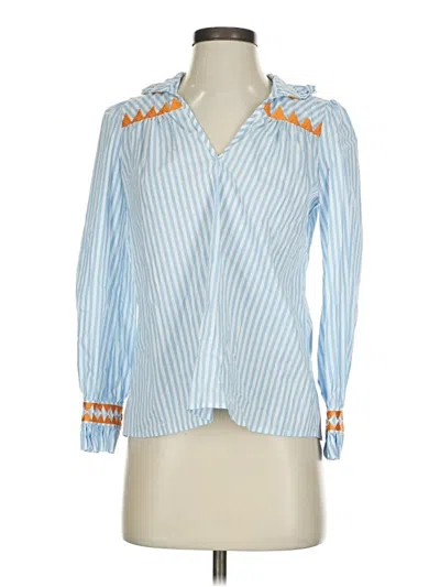 Pre-owned Ck Bradley New York Long Sleeve Blouse In Blue