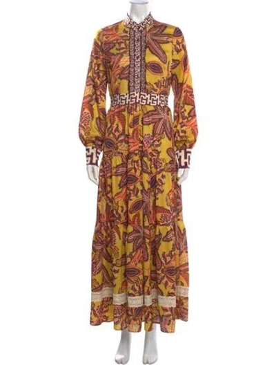 Pre-owned Ck Bradley Paisley Print Long Dress W/ Tags In Orange