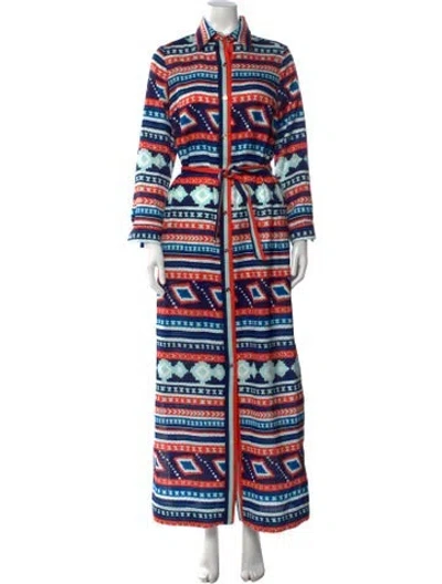 Pre-owned Ck Bradley Patterned Long Dress In Blue