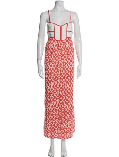 Pre-owned Ck Bradley Patterned Long Dress In Red