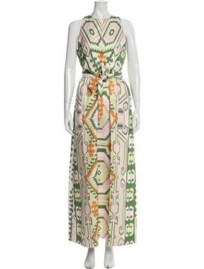 Pre-owned Ck Bradley Patterned Long Dress W/ Tags In Green