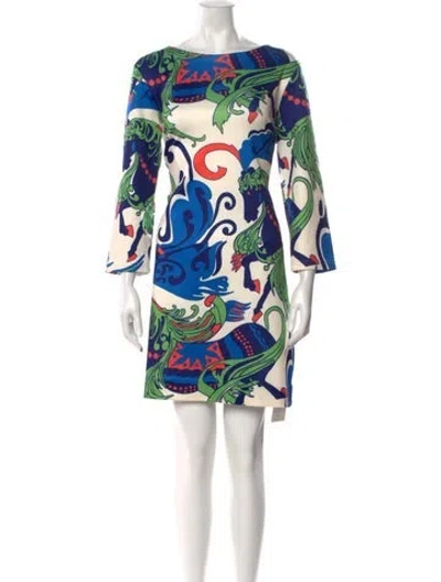 Pre-owned Ck Bradley Patterned Mini Dress In Blue