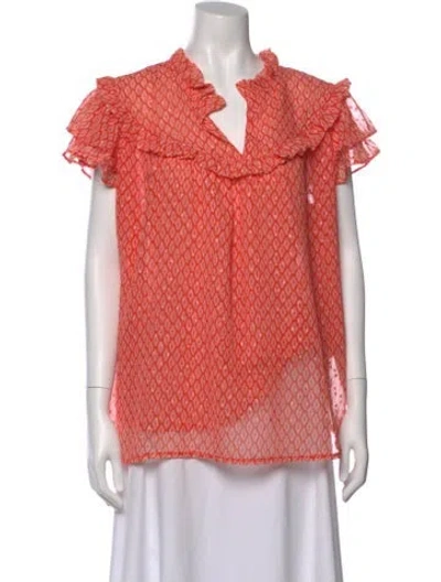 Pre-owned Ck Bradley Patterned V-neck Blouse In Orange