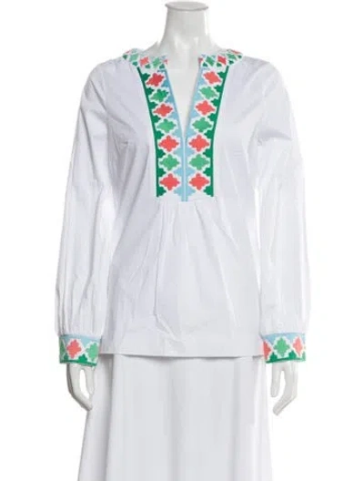 Pre-owned Ck Bradley Patterned V-neck Tunic W/ Tags In Silver