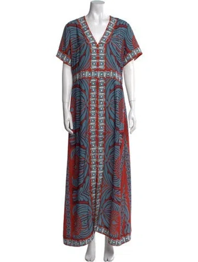 Pre-owned Ck Bradley Printed Long Dress In Blue