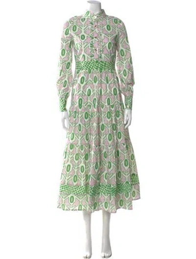 Pre-owned Ck Bradley Printed Long Dress In Green