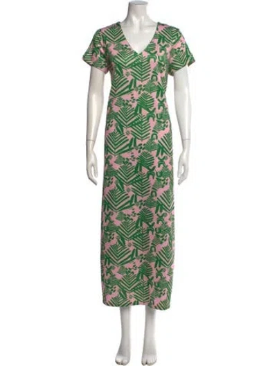 Pre-owned Ck Bradley Printed Long Dress In Green