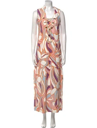Pre-owned Ck Bradley Printed Long Dress In Multi