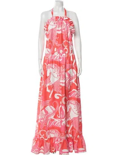 Pre-owned Ck Bradley Printed Long Dress In Multicolor