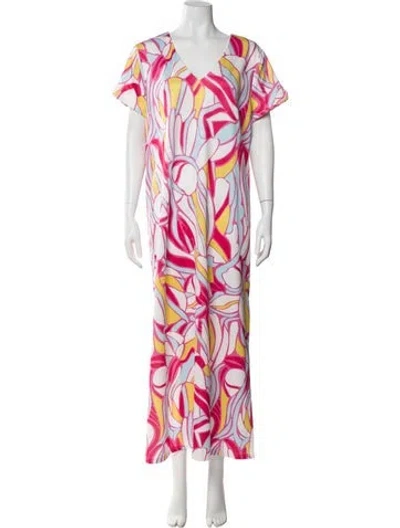 Pre-owned Ck Bradley Printed Long Dress In Pink