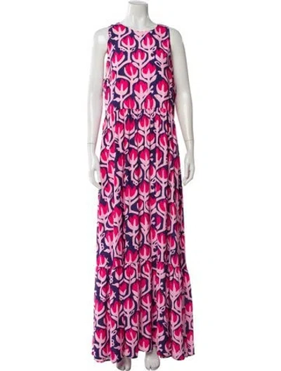 Pre-owned Ck Bradley Printed Long Dress In Pink